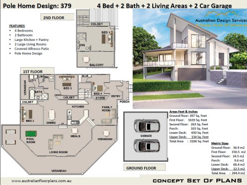 Pole Home House Plan 3 or 4 Bed:379 Pole